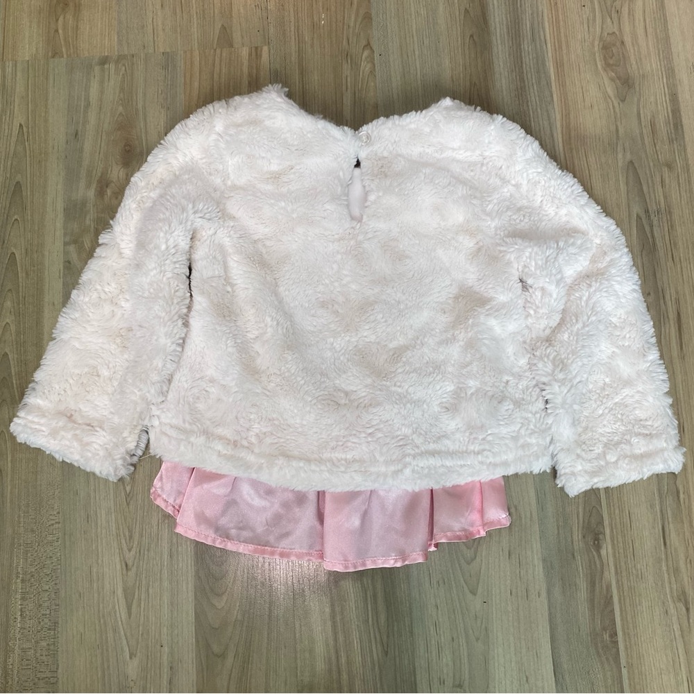 Vintage Betsey Johnson Faux Fur Sweater Top Pink Satin Trim And Bow Size 18-24M - Picture 2 of 5